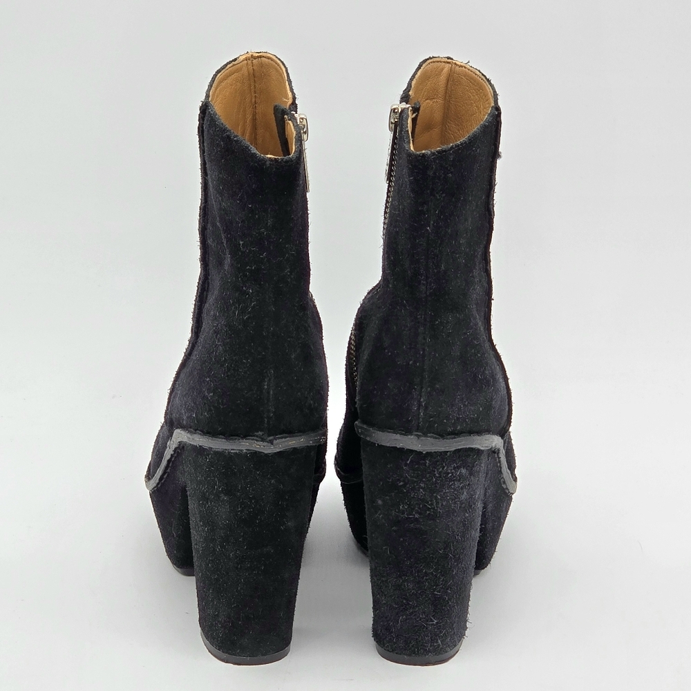 Michael Kors Y2K Black Suede Platform Boots 7M Chunky Heel Square Indie Grunge - Picture 4 of 15